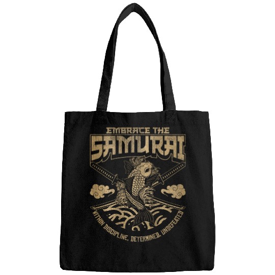 Japanese Koi fish and Samurai swords Japanese ART BACK 1 Bags