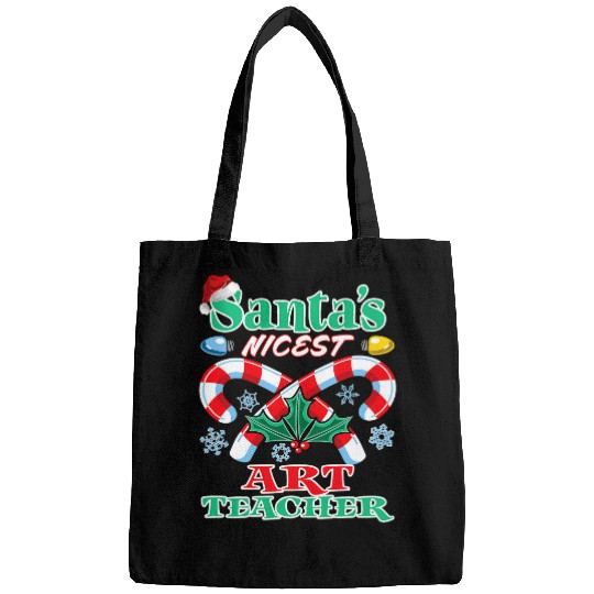 Santas Nicest Art Teacher Christmas Naughty Or Nice List Bags