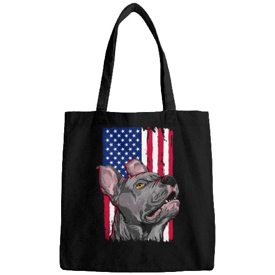 Discover Pit bull Terrier Dog Lovers American USA Flag Bags