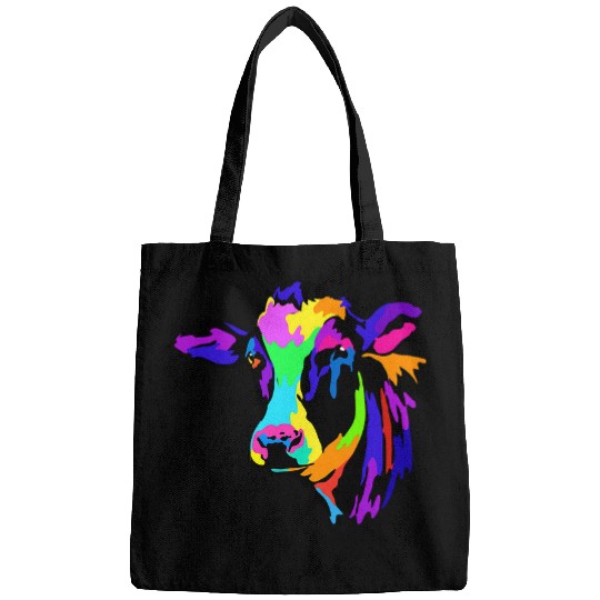 Pop Art Cow Cattle Heifer Farm Animal Lover Cow Lover Farmer Bags