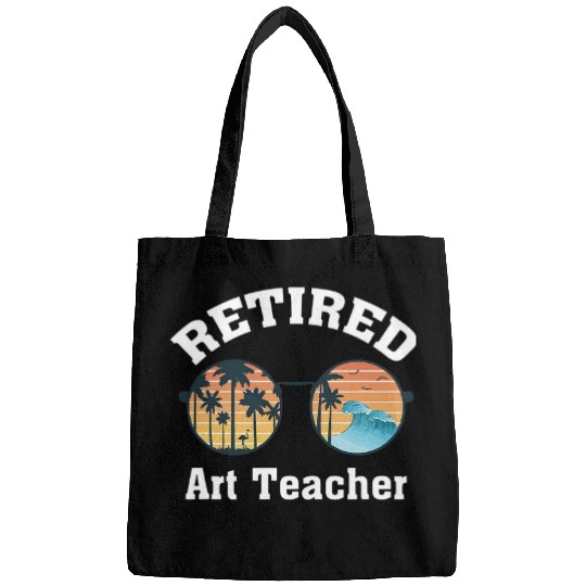 Retired Art Teacher Retirement Beach Palm Tree Sunglasses Bags