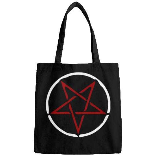 Red White Pentagram Goth Occult Dark Art Metal Death Satanic Bags
