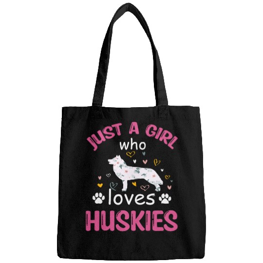 Just a Girl Who Loves Huskies Husky Dog Lover Bags