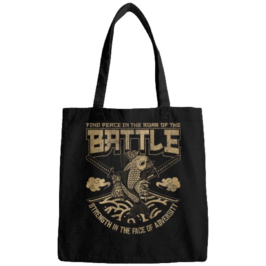 Japanese Koi fish and Samurai swords Japanese ART BACK 3 Bags