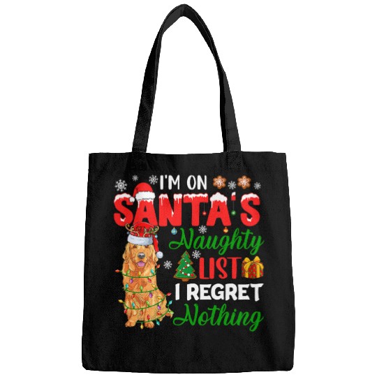 Santas Naughty List And Regretting Nothing Golden Retriever Bags