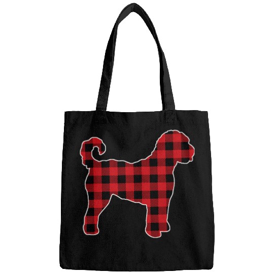 Red Plaid Labradoodle Dog Lovers Matching Family Christmas Bags