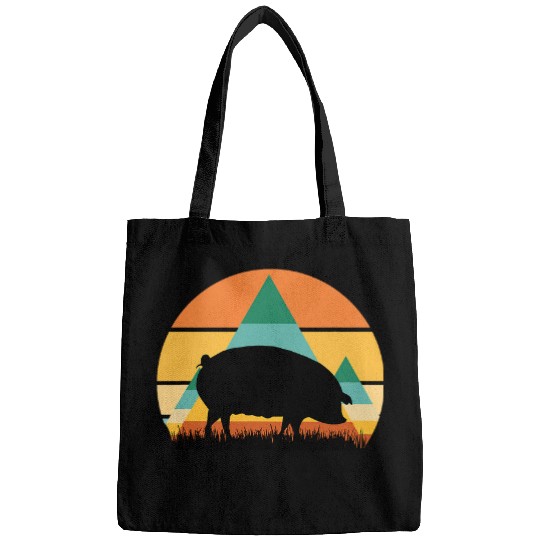 Discover Pig 2Farm Farming Piglets Piggy Hog SWines Cute Retro Sunset Bags