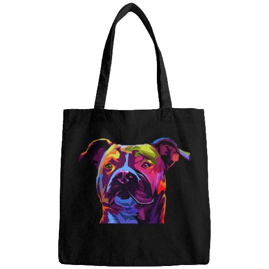 Pitbull Pittie Mom Pittie Dad Dog Lovers Watercolor Pop Arts Bags