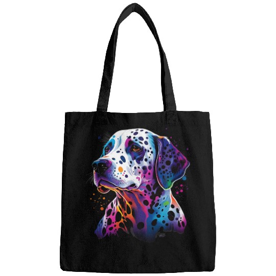 Retro Dalmatian Breed Dog Rainbow Mom 90s Cute Trendy Spots Bags