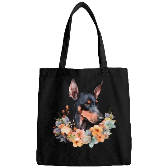 Spring Floral Doberman Dog Lover Canine Puppy Trainer Bags