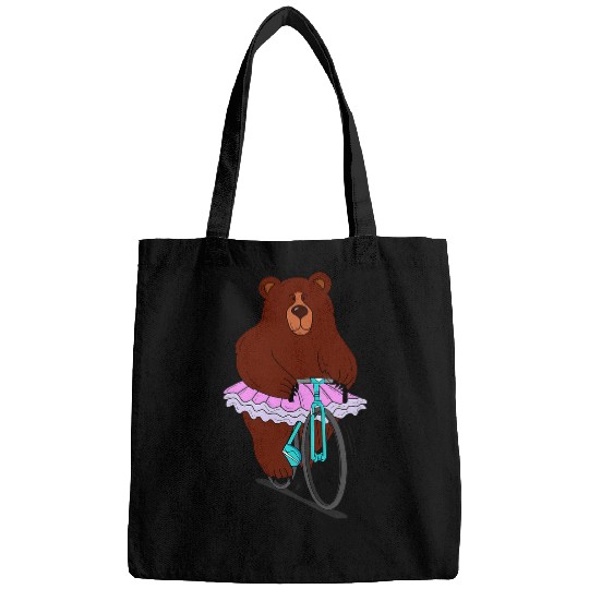 Joke Funny Cute Cycling Ballerina Bear Design Bags