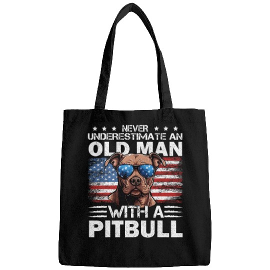 Discover Pitbull Pittie Dog Breed Never Underestimate an Old Man Bags