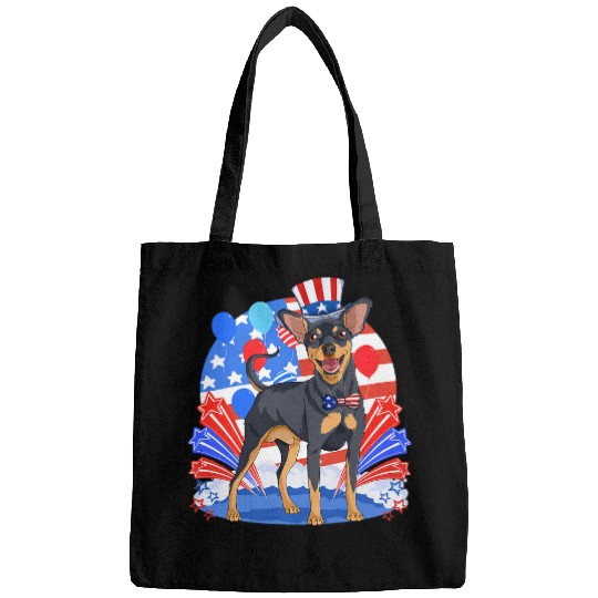 Miniature Pinscher Merica 4th of July American Patriotic Bags