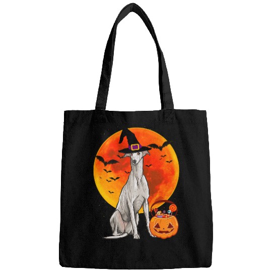 Dog Grayhound Halloween Greyhound Jack O Lantern Pumpkin T-Shirt Bags