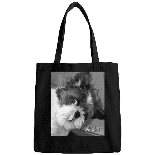 Say What Cute Shih Tzu Puppy Dog Looking Surprised Bags