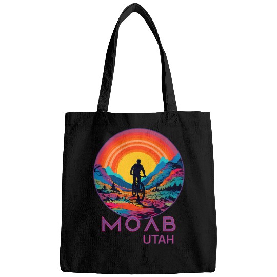 Synthwave Moab Utah Mountain Biking Retro Utahan MTB Cyclist Bags