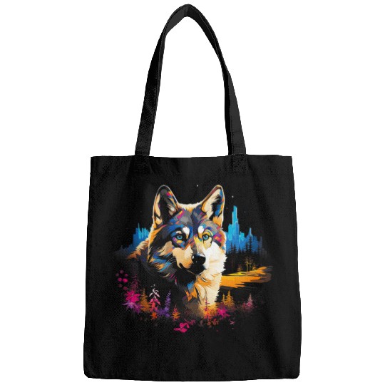 Siberian Husky Forest Dog Lover Husky Bags