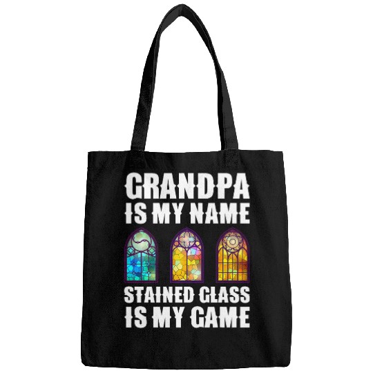 Stained Glass Artist Stained Glass Window Glass Art Grandpa Bags