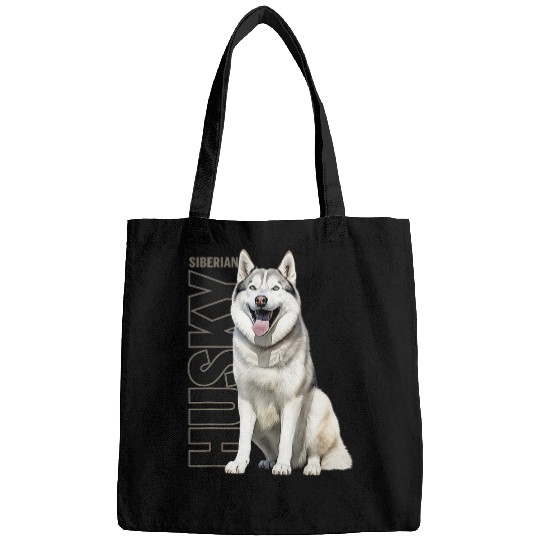 Siberian Husky Watercolor Bags