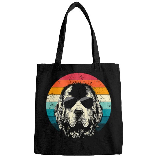 Retro vintages Newfie with Sunglasses Newfoundland Dog Lovers Bags