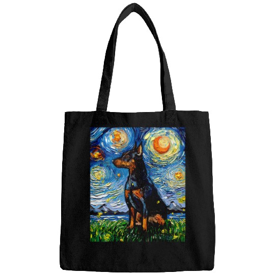 Miniature Pinscher Starry Night Dog Min Pin Art by Aja Bags