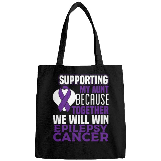 Supporting My Aunt Epilepsy Awareness Purple Ribbon Women Bags