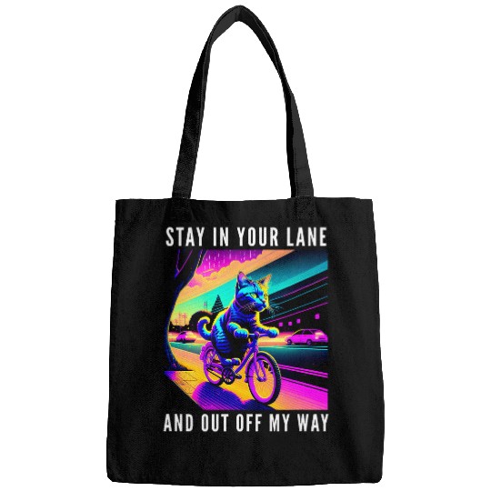 Stay In Your Lane Cat Biking Bicycle Bags