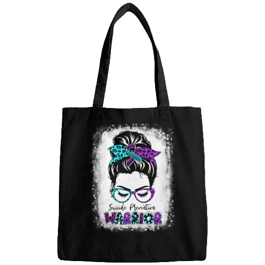 suicides Prevention Warrior Messy Bun Teal Purple Ribbon 1 Bags