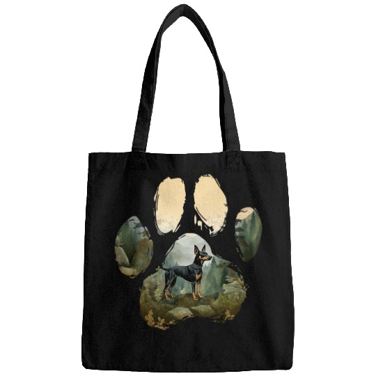 Miniature Pinscher Mountain Paw Design Dog Mom Dad Bags