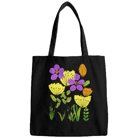 Happy Vibe Yellow 2Purple Watercolor Flowers Spring Gift Bags