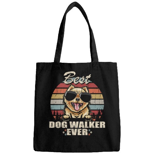 Pomeranian bests Dog Walker Ever Funny Quote Vintage Bags