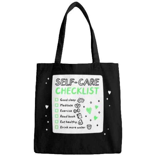 SelfCare Checklist Mental Health Relax Sleep Meditate Art Bags