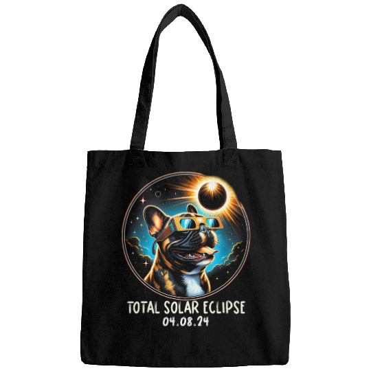 Solar Eclipse French Bulldog Wearing Glasses April 8 2024 1 Bags