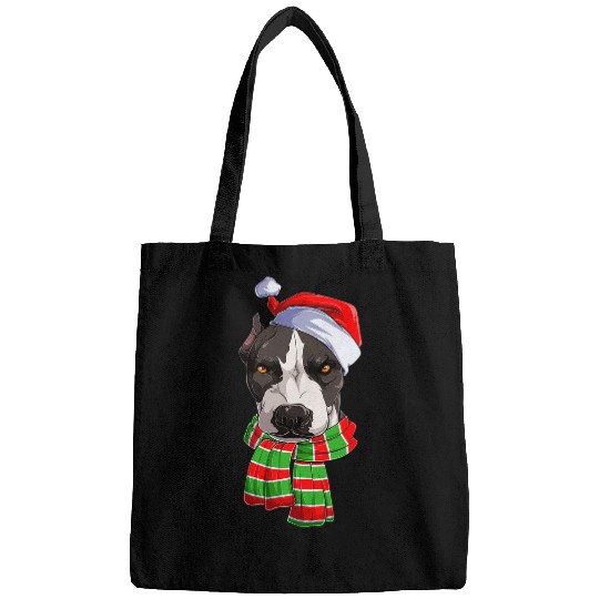 Santa Christmas Tree Lights xmass American Pit Bull Terrier Bags