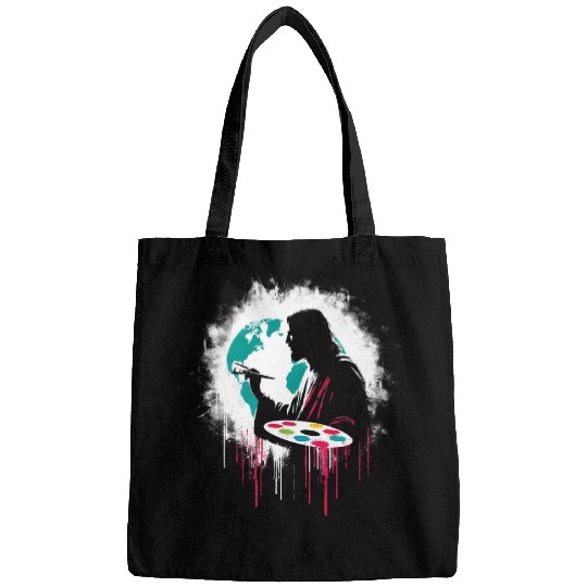 Discover Jesus Painting Earth Funny Christian Religious Artist Bags