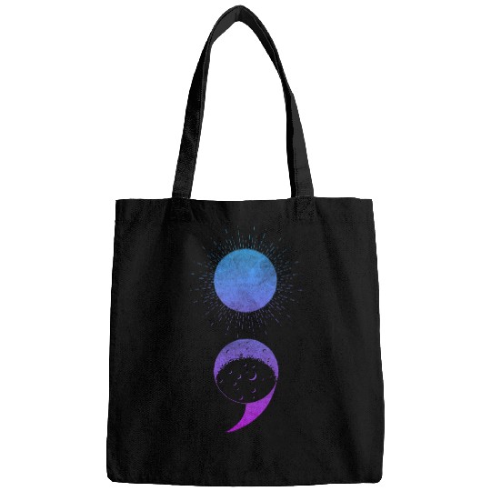 suicides Prevention Awareness Teal Purple Moo Sun Semicolon Bags