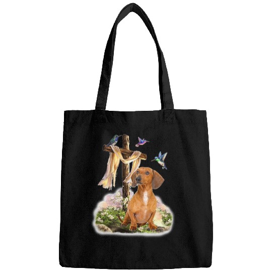 Dog Goldendoodle Hummingbird - RED Goldendoodle T-Shirt Bags