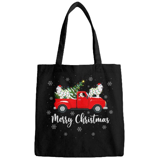 Santa Riding Christmas Tree Truck Great Pyrenees Christmas Bags