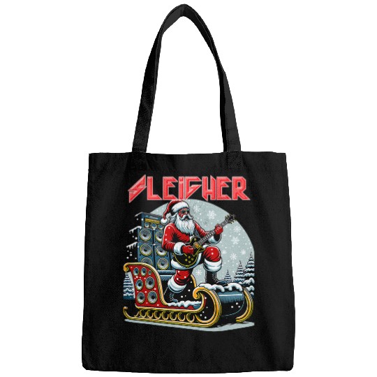 Sleigher Hail Santa Heavy Metal Christmas Rock xmass Art 2 Bags