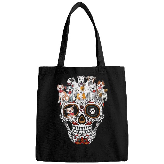 Pitbull Sugar Skull Dia De Los Muertos Pittie Dog Lover Bags