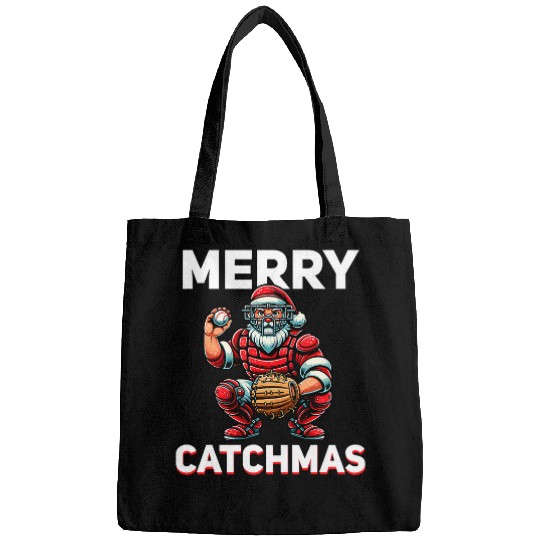 Merry Catchmas Santa Claus Baseball Catcher xmass Christmas 1 Bags
