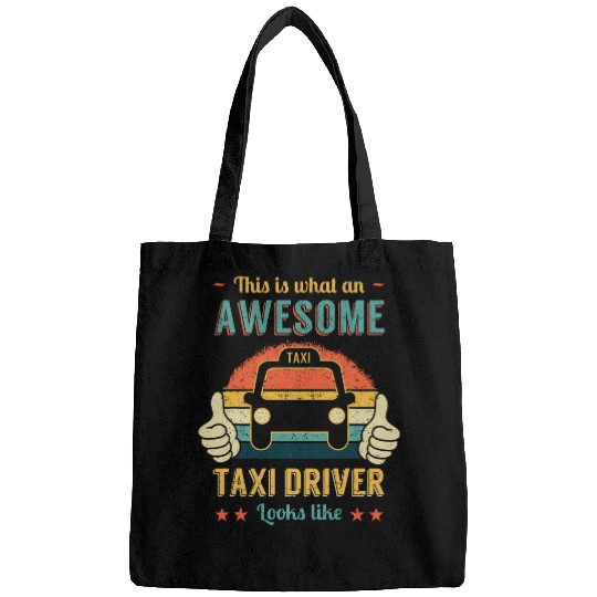 Taxi Driver Cabby Taximan Cab Driving Job Retro Vintage Bags