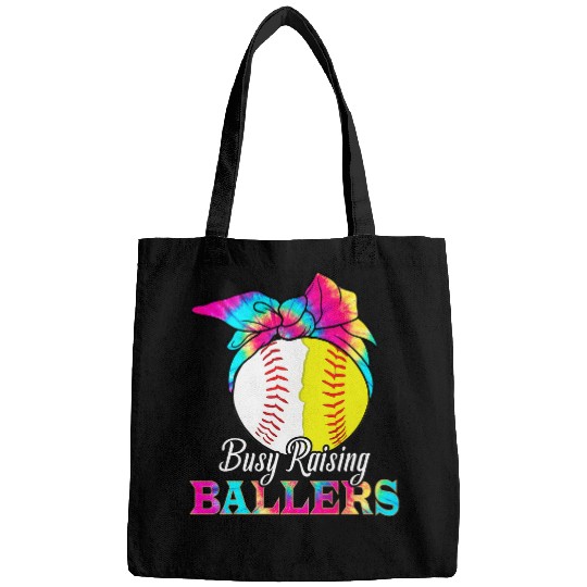 Tie Dye Ball Busy Raising Ballers Softball Mom Baseball Mom Bags