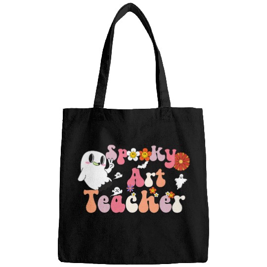 Spooky Art Teacher Retro Groovy Halloween Artist Educator Bags