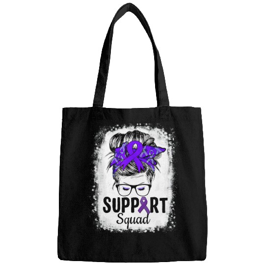 Support Squad Messy Bun Purple Warriorr Epilepsy Awareness 1 Bags