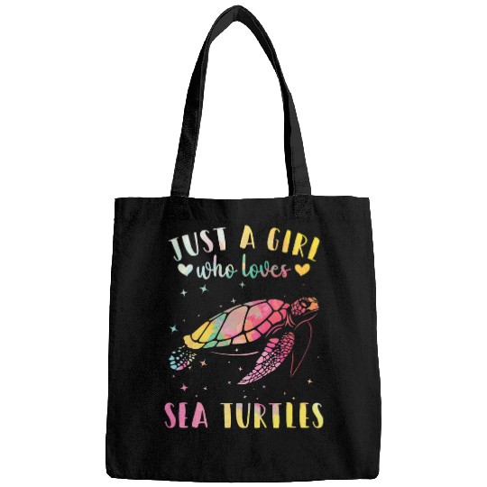 Just a Girl Who Loves Sea Turtles Watercolor Sea Turtle Wome Bags