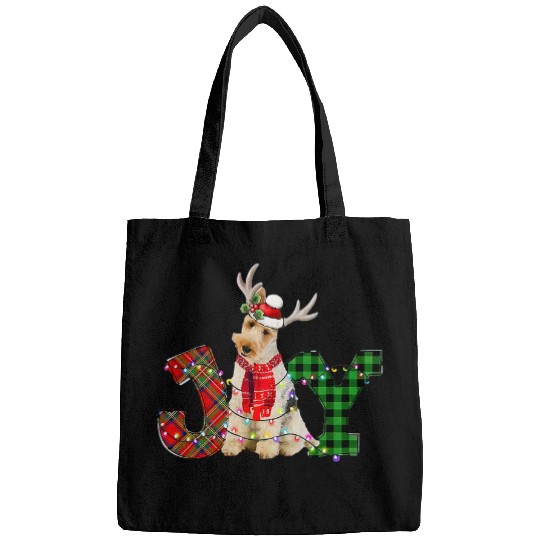 Joy Christmas Lights Wire Fox Terrier Dog Santa Hat Pajama Bags