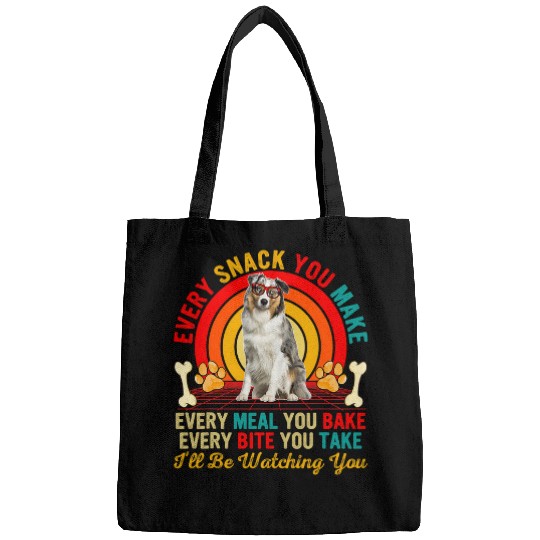 Snack Meal And Bite Ill Be Watching You Australian Shepherd Bags