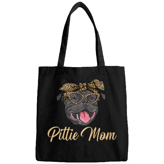 Pittie Mom Leopard Mothers Day Pitbull Pet Owner Breeder Bags