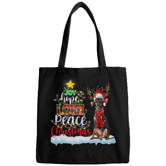Miniature Pinscher Santa Hat Christmas Light Bags